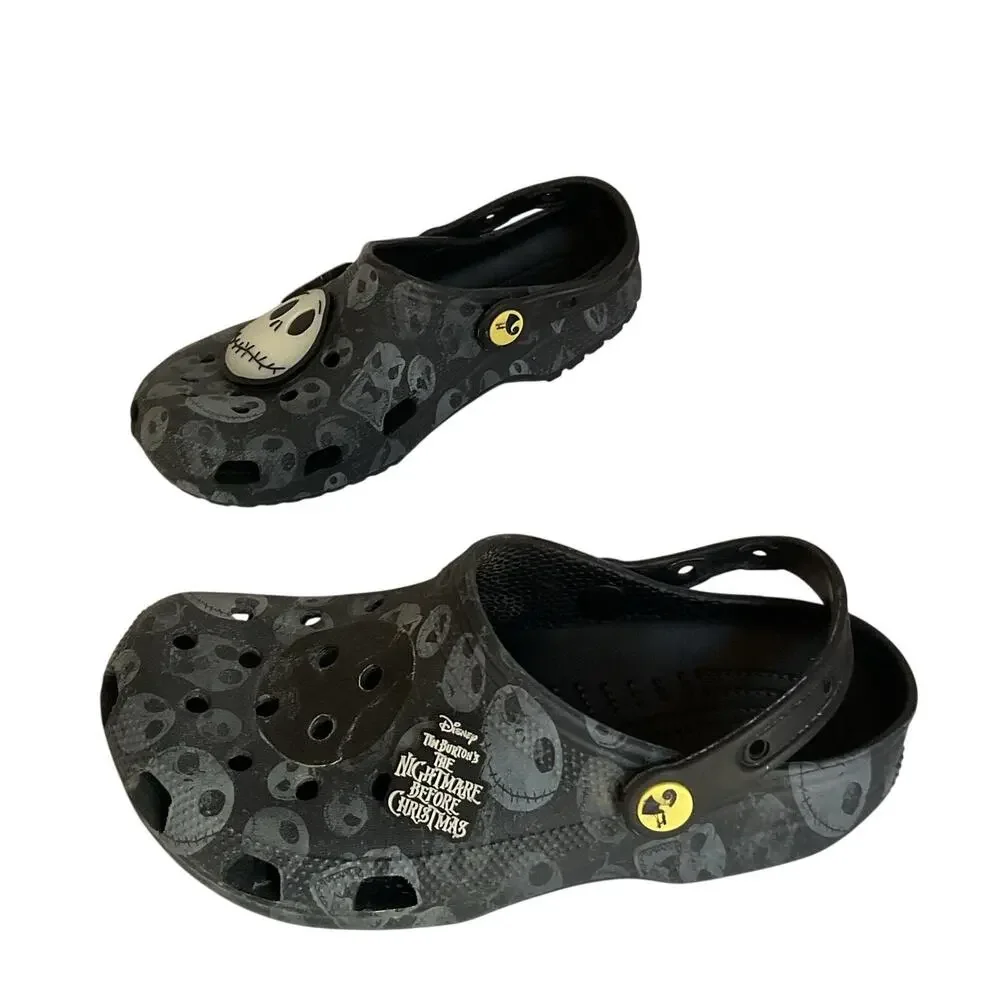 Crocs Disney Nightmare Before Christmas Jack Skellington Clogs M6 W8 Black Rare